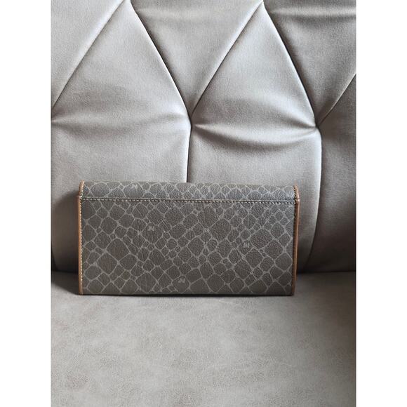 Vintage Nina Ricci Long Wallet Brown Animal Print Leather Canvas NWT - Picture 4 of 14